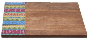Picture of Yair Emanuel Wooden Challah Board with Knife Painted Edge Design Oriental